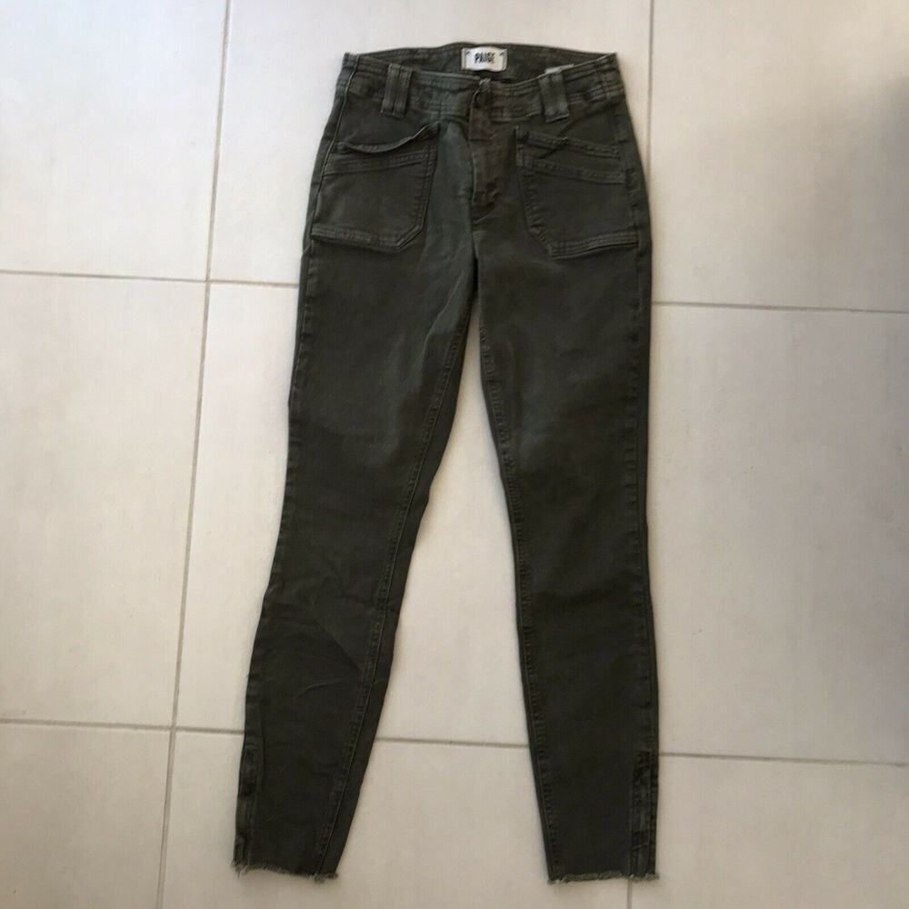 Paige Hoxton Low Rise Ankle Cut Off Frayed Stretch Skinny Jeans